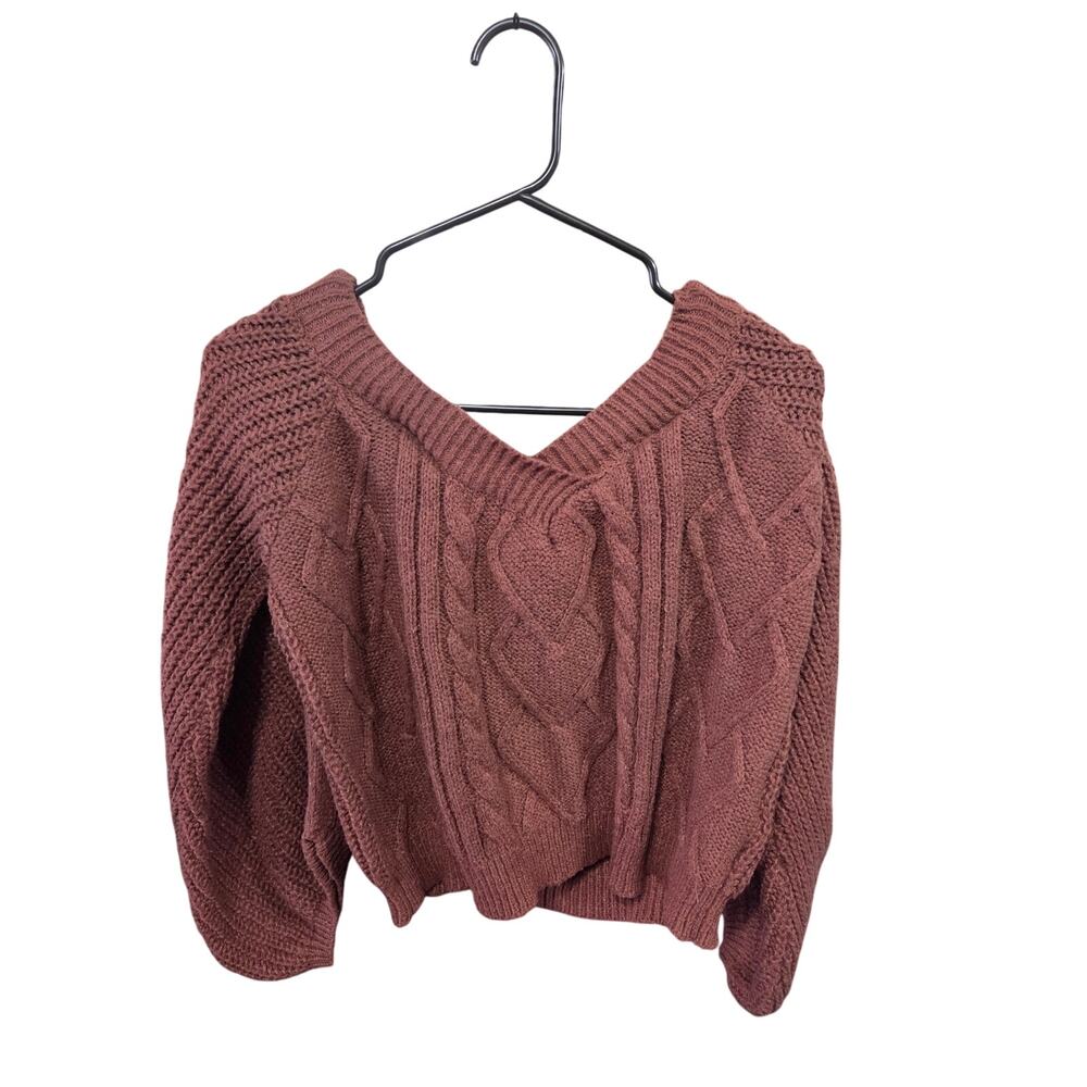 Brown Cold Shoulder Sweater - Romwe - S